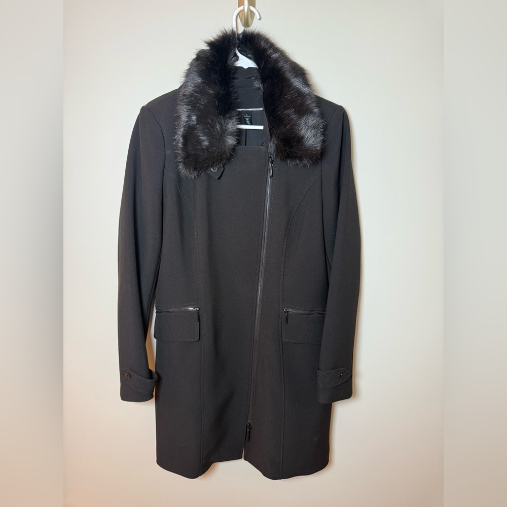 Black House White Market Black Coat w/‎ Removable Faux Fur Collar- Size: Large
